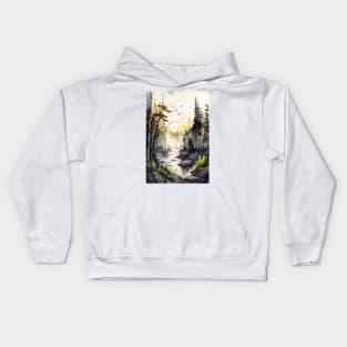 A Forest in Fall Autumn Watercolor Kids Hoodie